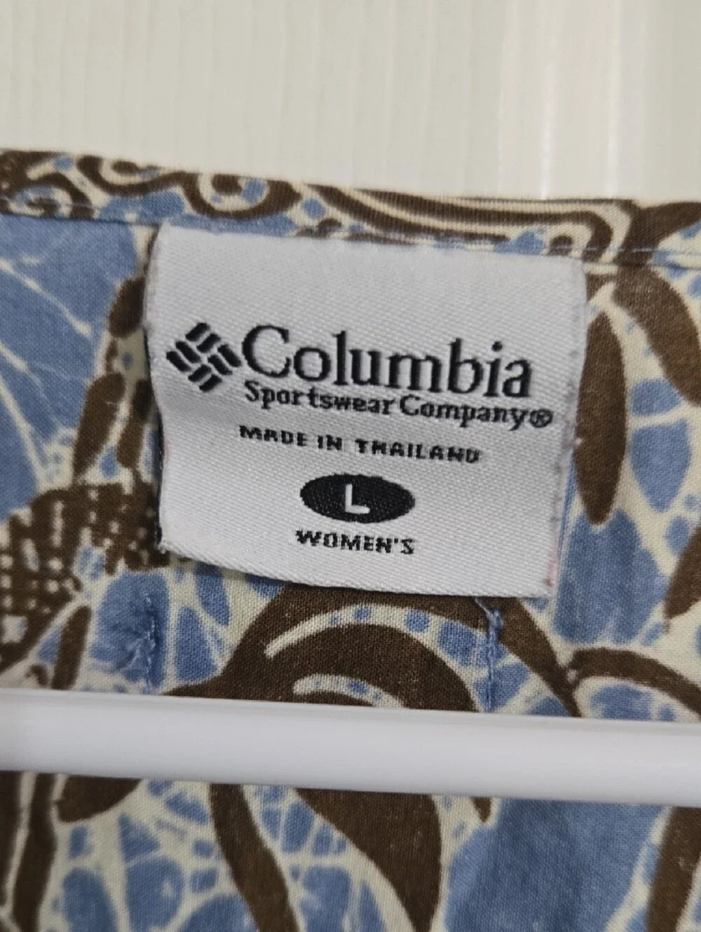 Columbia Light Blue and Brown Printed Relaxed Peasant Top